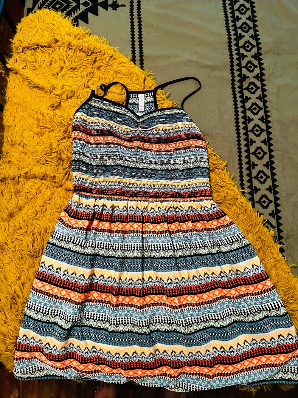 Striped Multicolor Summer Dress with Spaghetti Straps